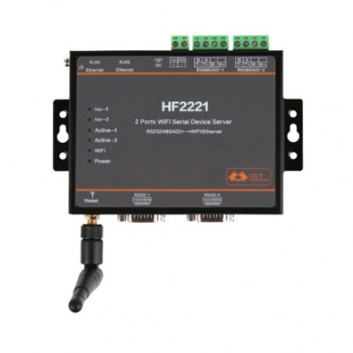 HF2221 Dispositivo Device Server - due porte RS232/RS485, TCP/IP, WIFI